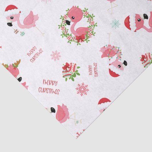 Cute Merry Kerstmis Flamingo Snowflake Tissuepapier (Detail)