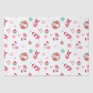 Cute Merry Kerstmis Flamingo Snowflake Tissuepapier