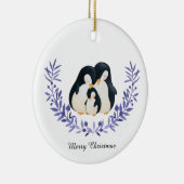 Cute Merry Kerstmis Penguin Familie Keramisch Ornament (Rechts)