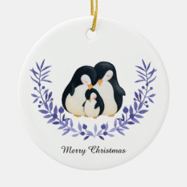Cute Merry Kerstmis Penguin Familie Keramisch Ornament