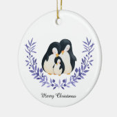 Cute Merry Kerstmis Penguin Familie Keramisch Ornament (Links)