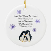 Cute Merry Kerstmis Penguin Familie Keramisch Ornament (Achterkant)