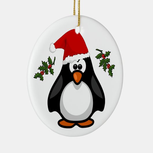 Cute Merry Kerstmis Penguin Santa Hat Ornament (Rechts)