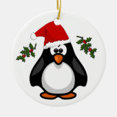 Cute Merry Kerstmis Penguin Santa Hat Ornament (Voorkant)
