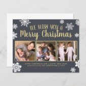 Cute Merry Kerstmis Snowflake Photo Holiday Card (Voorkant / Achterkant)