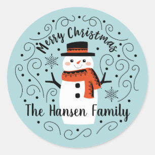 Cute Merry Kerstmis Snowman Sticker