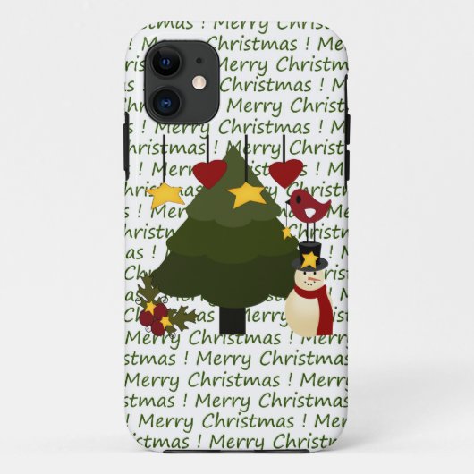 Cute Merry Kerstmis Snowman & Tree iPhone 5 Hoesje (Achterkant)