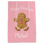 Cute Merry-kerstontbijtman, gepersonaliseerd Medium Cadeauzakje (Achterkant)