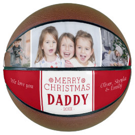 Cute Merry Kerstpap 3 Foto Collage Basketbal