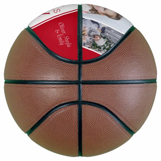 Cute Merry Kerstpap 3 Foto Collage Basketbal (Rechts)
