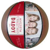 Cute Merry Kerstpap 3 Foto Collage Basketbal (Verticaal)