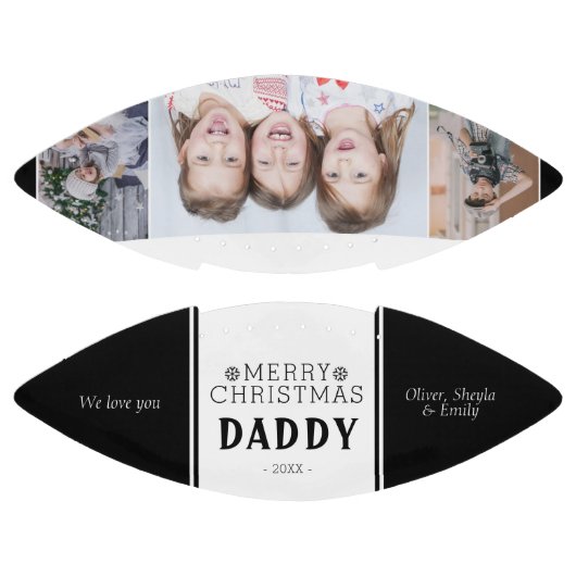 Cute Merry Kerstpap Black 3 Foto Collage American Football (Panelen)