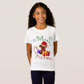 Cute Merry Kerstpuppy Gifts en Snowflakes T-shirt (Voorkant volledig)
