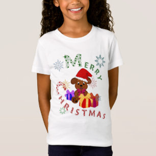 Cute Merry Kerstpuppy Gifts en Snowflakes T-shirt