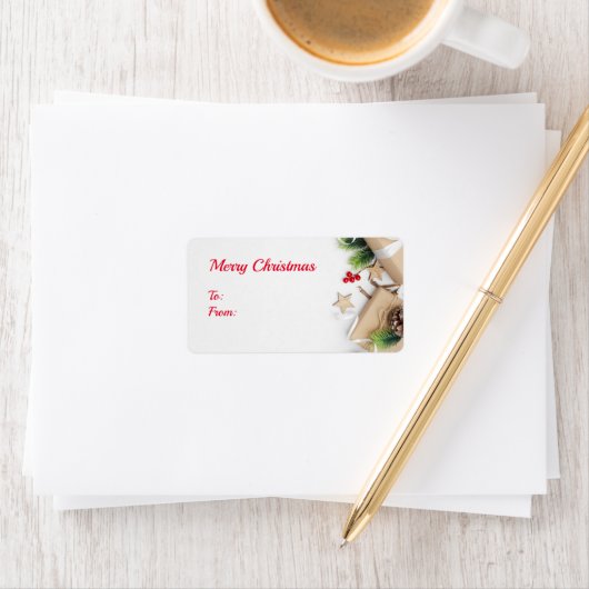Cute Merry-kerstrectangle-stickers Etiket (Insitu)