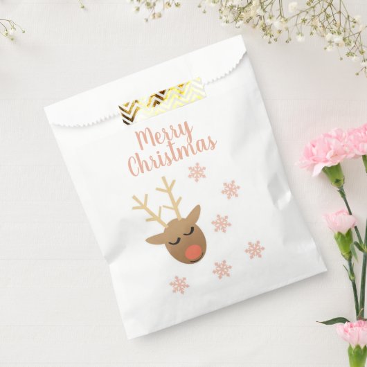 Cute Merry kerstrendierroze Gold Bedankzakje (Gezegeld)