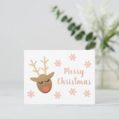 Cute Merry kerstrendierroze Gold Briefkaart (Staand voorkant)