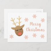 Cute Merry kerstrendierroze Gold Briefkaart (Voorkant / Achterkant)