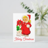 Cute  Merry Kerstrero Girl Briefkaart (Staand voorkant)