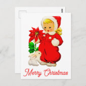 Cute  Merry Kerstrero Girl Briefkaart (Voorkant / Achterkant)