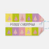 Cute Merry Kerstroze bomen Cadeaulabel (Voorkant (Horizontaal))