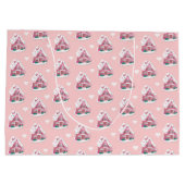 Cute Merry Kerstroze Snowy Gingerbrood House Groot Cadeauzakje (Achterkant)