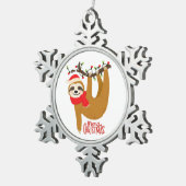 Cute Merry-kerstsleuf Tin Sneeuwvlok Ornament (Rechts)