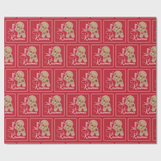 Cute Merry Kissmas Gingerbrooman Cadeaupapier (Vlak)