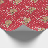 Cute Merry Kissmas Gingerbrooman Cadeaupapier (Hoek)