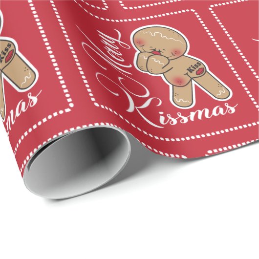 Cute Merry Kissmas Gingerbrooman Cadeaupapier (Rol Hoek)