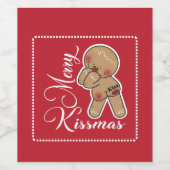 Cute Merry Kissmas Gingerbrooman Wijn Etiket (Enkel label)