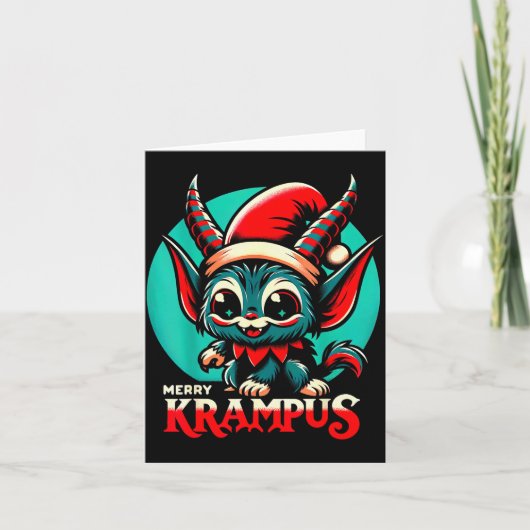 Cute Merry Krampus Christmas Holiday 30’s Retro Ca Kaart (Voorkant)