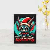 Cute Merry Krampus Christmas Holiday 30’s Retro Ca Kaart (Gele Bloem)