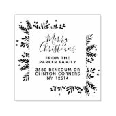 Cute Merry-Lijst kerst Greenery Return Address Zelfinktende Stempel (Design)