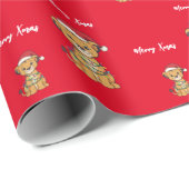 Cute merry lion Christmas tree zoo safari Xmas Cadeaupapier (Rol Hoek)