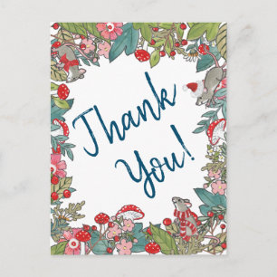 Cute Merry Mice Kerstdank aan Woodland Mouse Briefkaart