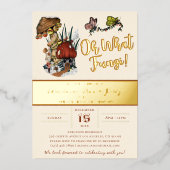 Cute Merry Mushroom House Kerstfeestdag Folie Uitnodiging (Voorkant)