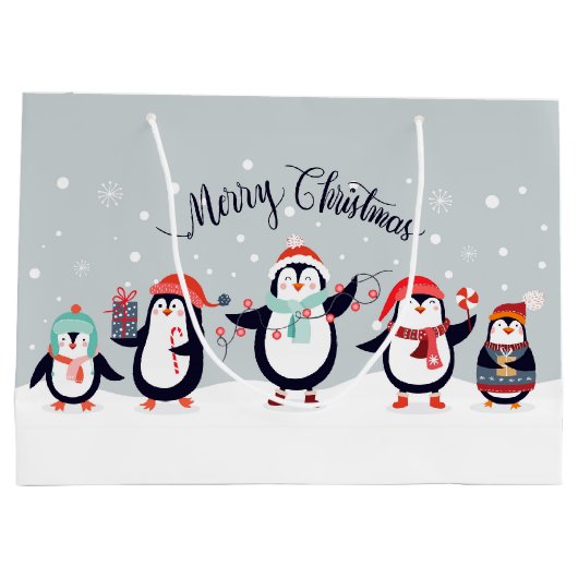 Cute Merry Penguins Groot Cadeauzakje (Achterkant)