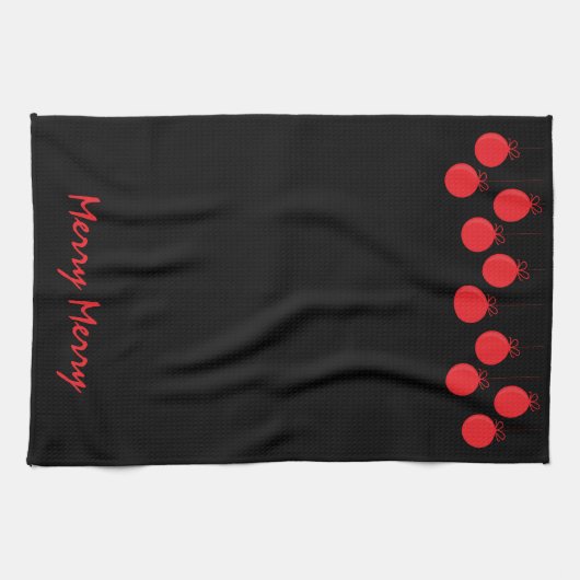 Cute Merry Red Ball Ornaments Kerstmis Theedoek (Horizontaal)