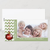 Cute Merry Red Ornament Chevron Pattern Feestdagenkaart (Voorkant / Achterkant)