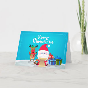 Cute Merry Santa Reindeer - Speciaal gepersonalise Feestdagen Kaart