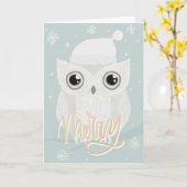 Cute Merry Sneeuwuil ontwerp kaart (Gele Bloem)