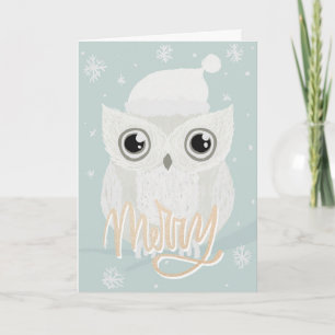 Cute Merry Sneeuwuil ontwerp kaart