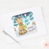 Cute Merry Winter Cartoon Reindeer Vierkante Sticker (Envelop)