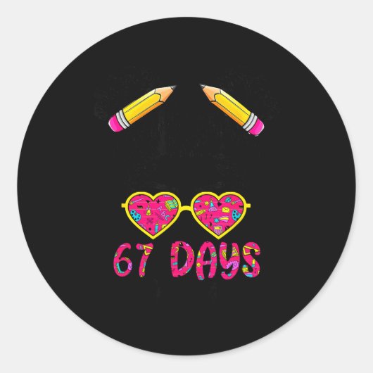 Cute Messy Bun 67 Days Smarter 67 Kids 67 Days Of  Ronde Sticker (Voorkant)