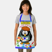 Cute messy cartoon artiest op het werk, kinder schort (Insitu)