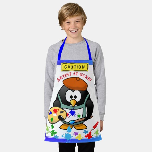 Cute messy cartoon artiest op het werk, kinder schort (Gedragen)