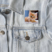 Cute met blauwe ogen vierkante button 5,1 cm (In situ)