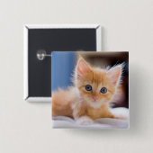 Cute met blauwe ogen vierkante button 5,1 cm (Voorkant /achterkant)