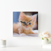 Cute met blauwe ogen vierkante klok (Huis)